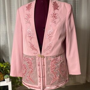 Elegant Pink Embroidered Women's Jacket